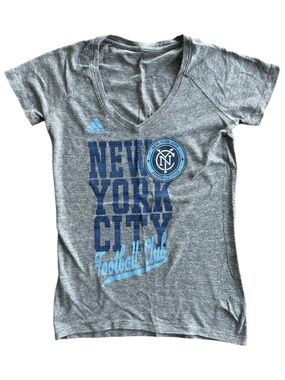 Adidas New York City Football Club NYCFC Soccer Grey Short Sleeve Tee | Size S